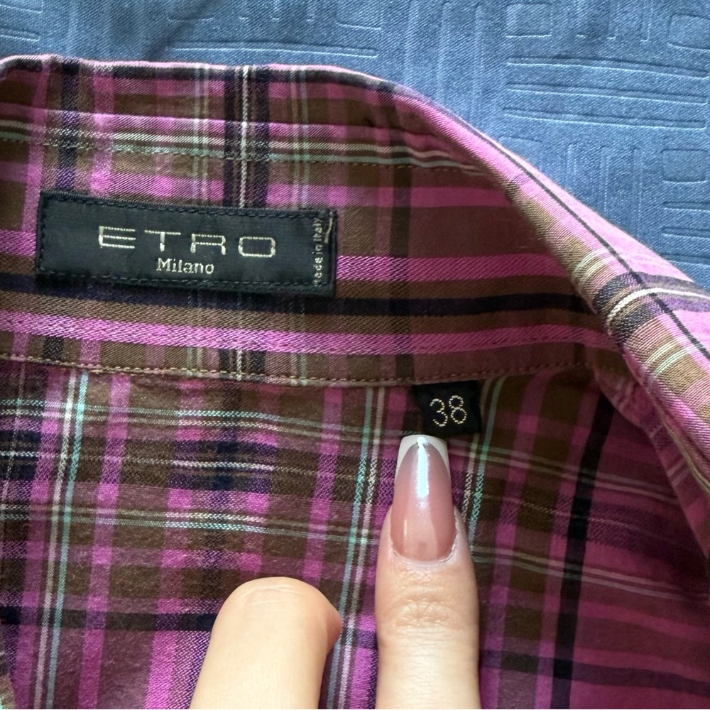 Etro Pink and Brown Plaid Shirt - Picture 4 of 4